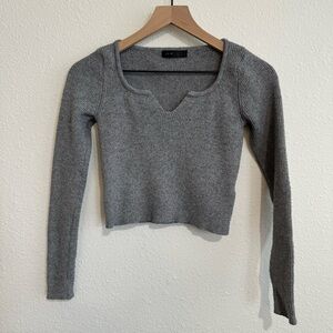 SHEIN Women’s Gray Cropped Long Sleeve Top